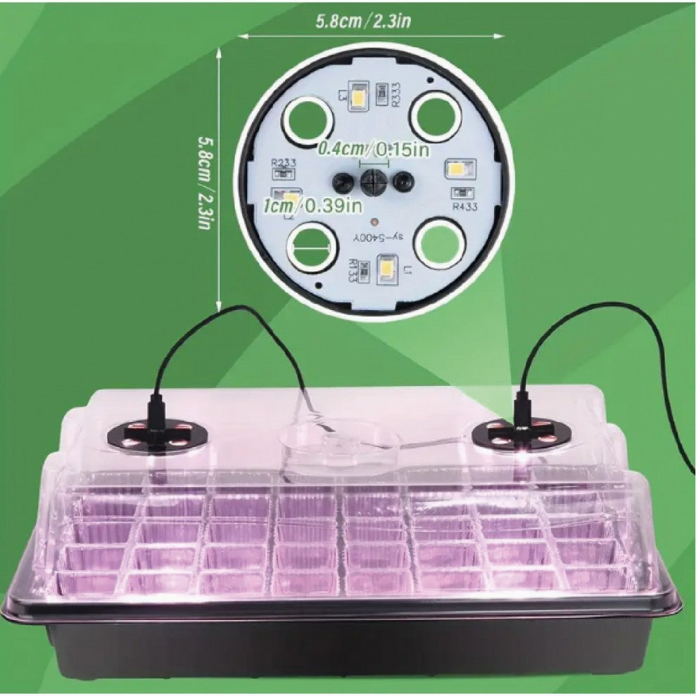 صينية تشتيل 72 عين - 3 قطع مع إضاءة لنمو النباتات