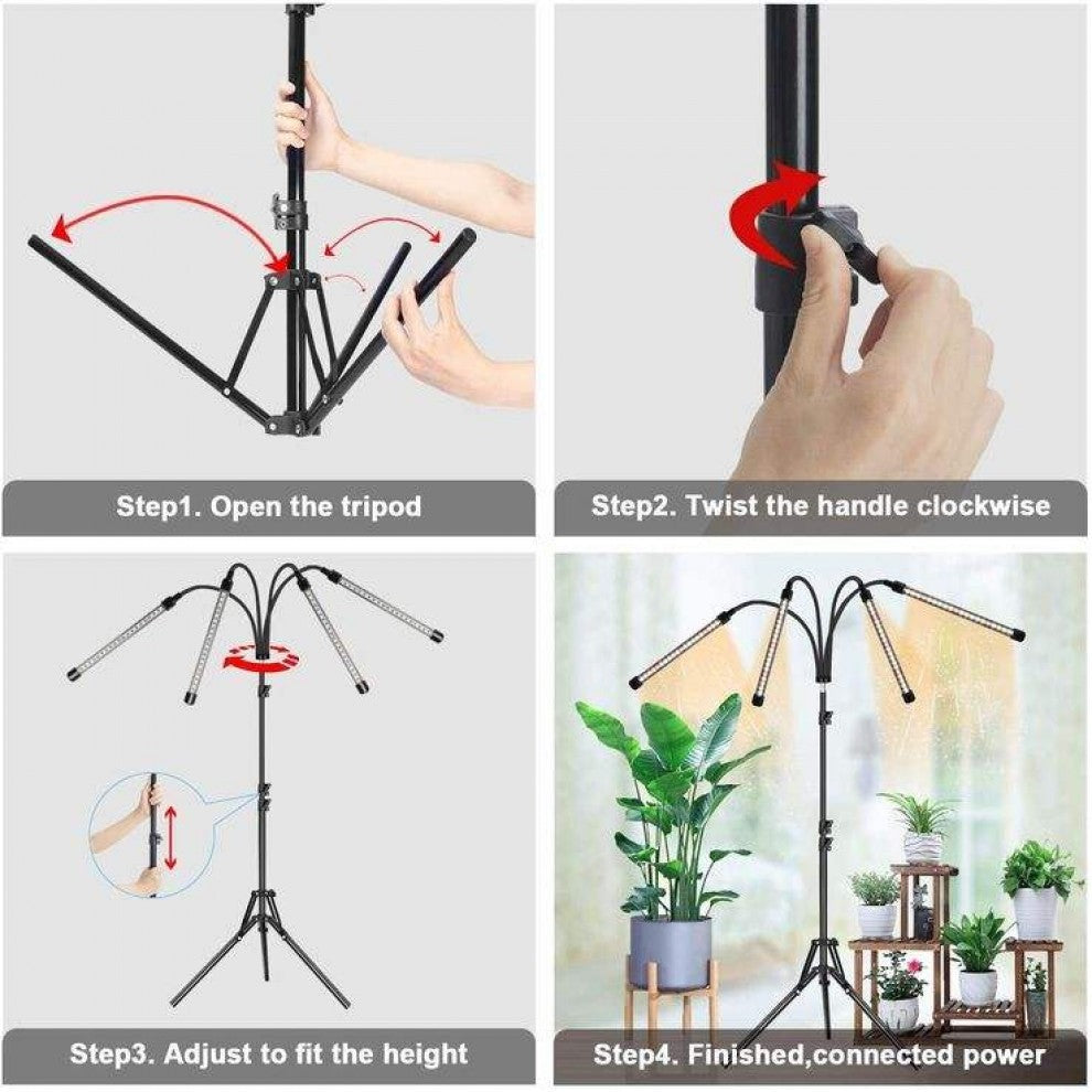 ستاند اضاءة نمو النباتات 4 اذرع 36 وات
