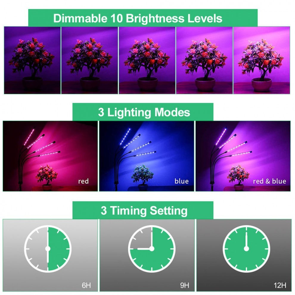 ستاند اضاءة نمو النباتات 4 اذرع 36 وات